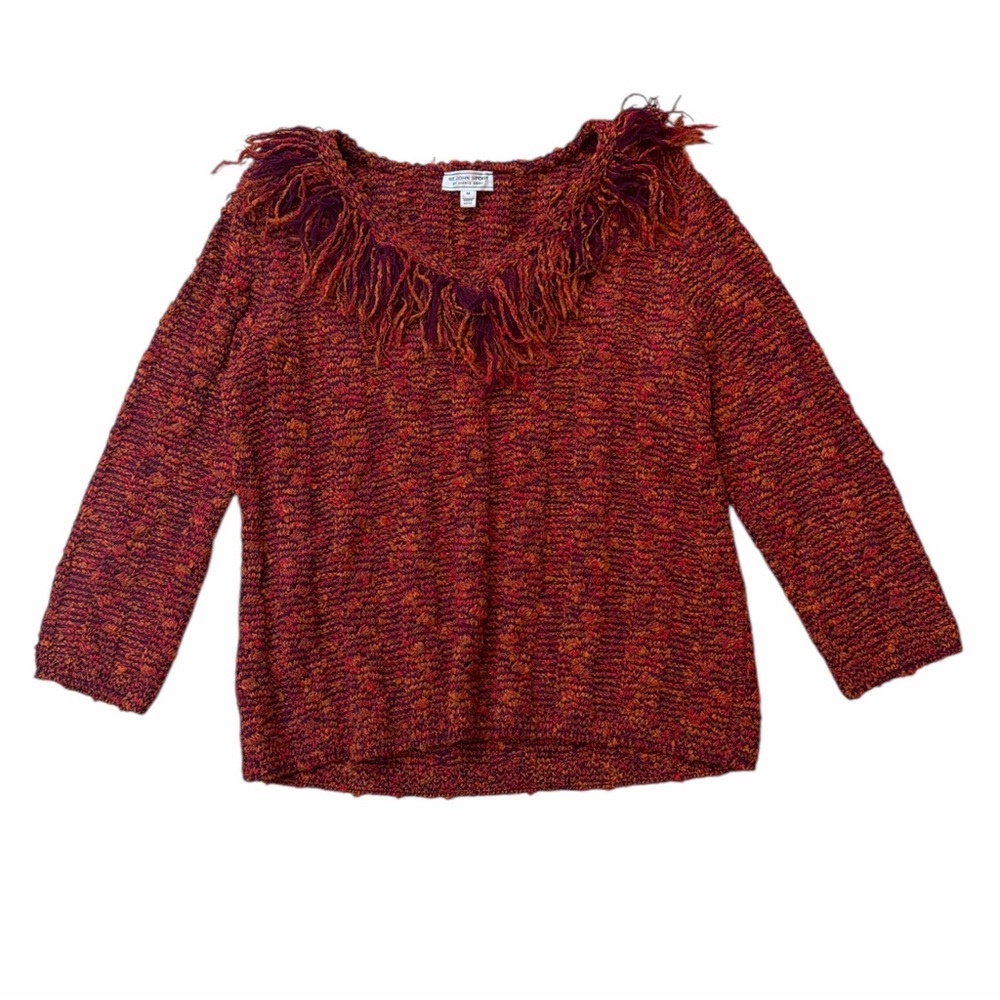 St. John Sport by Fringe V Neck Multicolor Knit Sweater